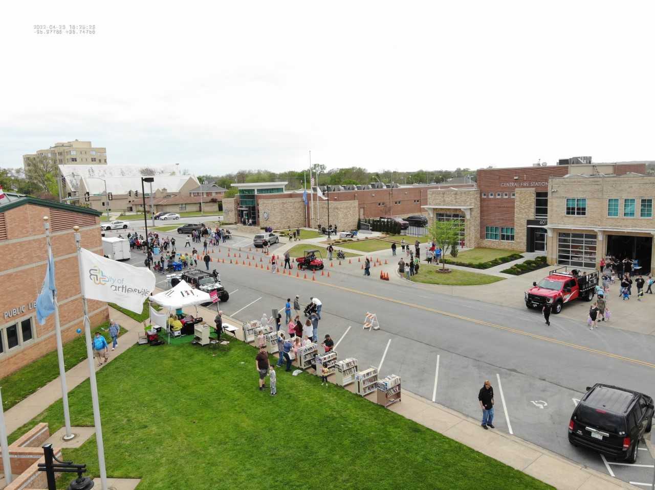 Block party drone shot